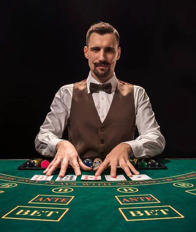 depositphotos stock photo croupier behind gambling table in